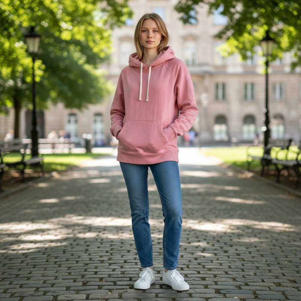 American Eagle Hoodie Sweatshirt Pullover‎ Women's Medium Pink Text Logo